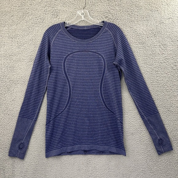 Lululemon Swiftly Tech Long Sleeve Crew Heathered Hero Blue Athletic Women's 10‎ - Picture 1 of 7